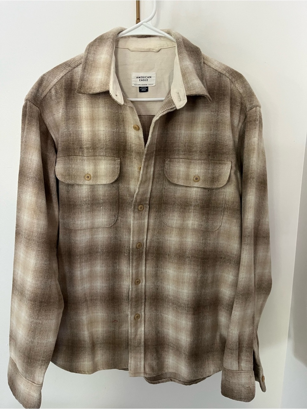 American Eagle Outfitters men’s Brown Plaid Lightweight Shirt Jacket